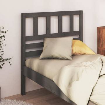 Grey Solid Wood Pine Bed Headboard - 106x4x100 cm