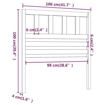 Grey Solid Wood Pine Bed Headboard - 106x4x100 cm