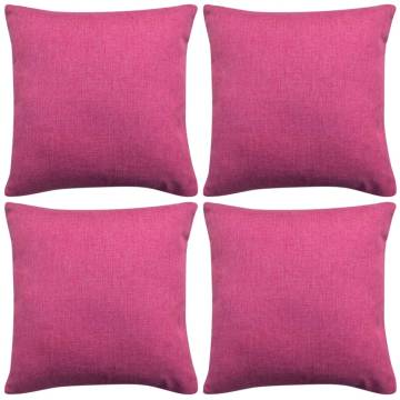 Linen-look Pink Cushion Covers Set of 4 - 80x80 cm