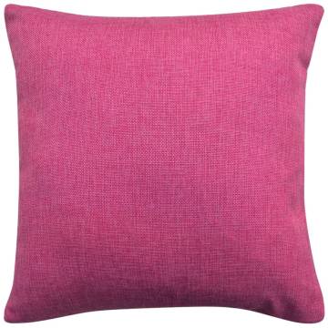 Linen-look Pink Cushion Covers Set of 4 - 80x80 cm