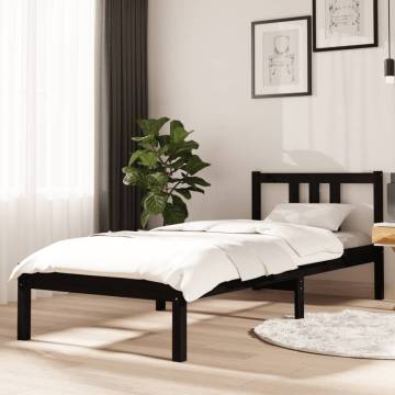 Black Solid Wood Bed Frame 75x190 cm Small Single | HipoMarket