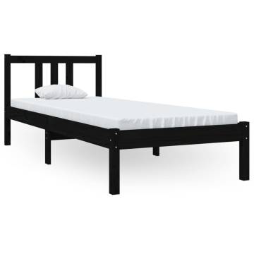 Black Solid Wood Bed Frame 75x190 cm Small Single | HipoMarket