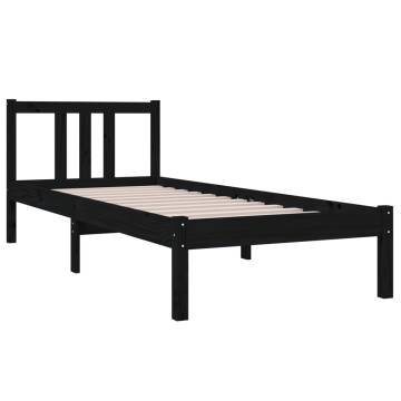 Black Solid Wood Bed Frame 75x190 cm Small Single | HipoMarket