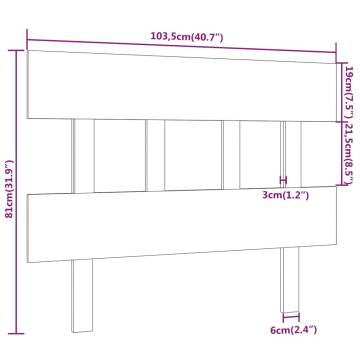 Black Solid Wood Pine Bed Headboard - 103.5x3x81 cm