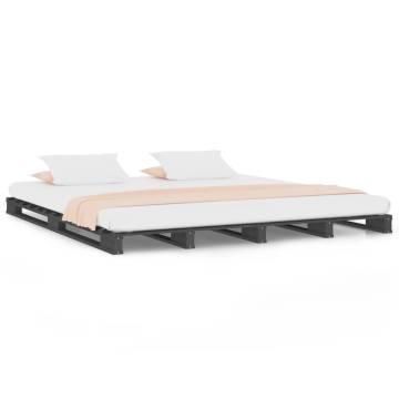 Stylish Grey Pallet Bed 200x200 cm | Solid Pine Wood