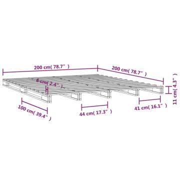 Stylish Grey Pallet Bed 200x200 cm | Solid Pine Wood