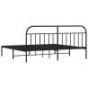 Metal Bed Frame with Headboard - Black, 193x203 cm - HipoMarket