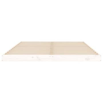 White 135x190 cm Double Wooden Bed Frame - Modern & Sturdy