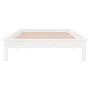 LED Bed Frame White 100x200 cm - Solid Wood Design