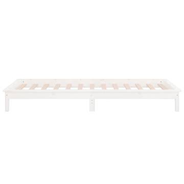 LED Bed Frame White 100x200 cm - Solid Wood Design