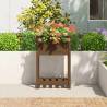 Planter with Shelf Honey Brown - Solid Pine Wood | HipoMarket