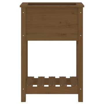 Planter with Shelf Honey Brown - Solid Pine Wood | HipoMarket