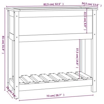 Planter with Shelf Honey Brown 82.5x34.5x81 cm - Solid Pine