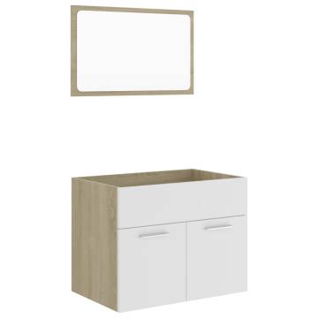 2 Piece Bathroom Furniture Set - White & Sonoma Oak