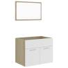 2 Piece Bathroom Furniture Set - White & Sonoma Oak