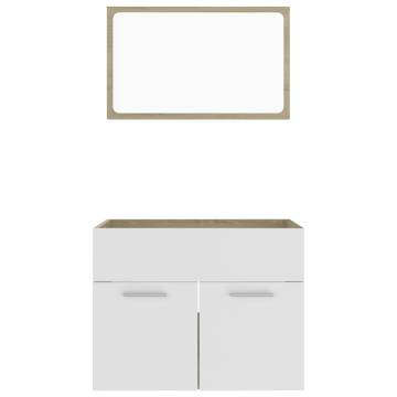 2 Piece Bathroom Furniture Set - White & Sonoma Oak