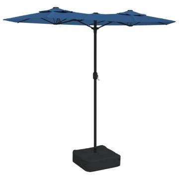 Double-Head Parasol with LEDs - Azure Blue 316x240 cm