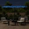 Double-Head Parasol with LEDs - Azure Blue 316x240 cm