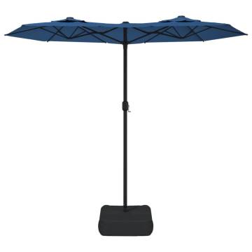 Double-Head Parasol with LEDs - Azure Blue 316x240 cm