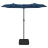 Double-Head Parasol with LEDs - Azure Blue 316x240 cm