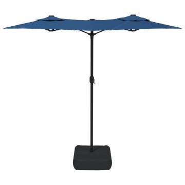 Double-Head Parasol with LEDs - Azure Blue 316x240 cm