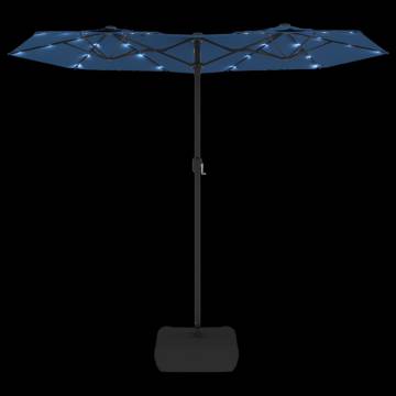 Double-Head Parasol with LEDs - Azure Blue 316x240 cm