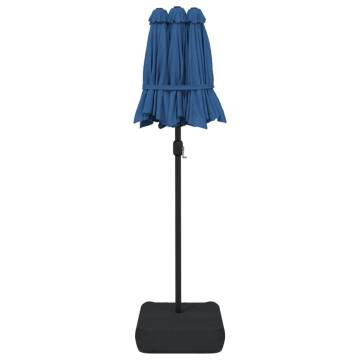 Double-Head Parasol with LEDs - Azure Blue 316x240 cm