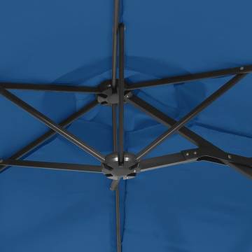 Double-Head Parasol with LEDs - Azure Blue 316x240 cm