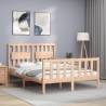 Solid Wood Small Double Bed Frame with Headboard - Hipomarket