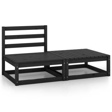 2 Piece Garden Lounge Set - Black Solid Pinewood | HipoMarket