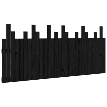 Elegant Black Wall Headboard - Solid Pine Wood 185x3x80 cm