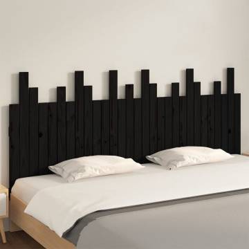 Elegant Black Wall Headboard - Solid Pine Wood 185x3x80 cm