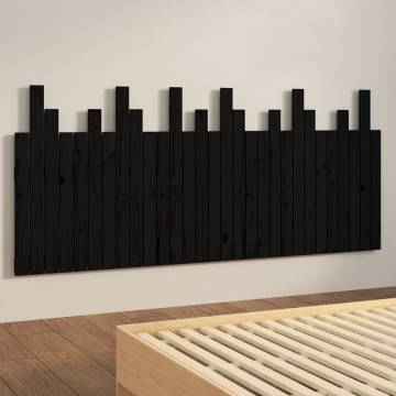 Elegant Black Wall Headboard - Solid Pine Wood 185x3x80 cm