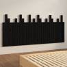 Elegant Black Wall Headboard - Solid Pine Wood 185x3x80 cm