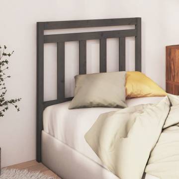 Stylish Grey Solid Wood Bed Headboard - 106x4x100 cm