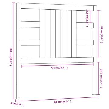 Stylish White Bed Headboard - Solid Wood Pine - 81x4x100 cm