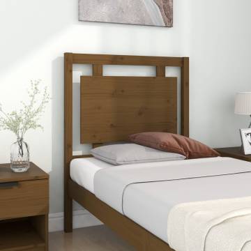 Stylish Honey Brown Pine Wood Bed Headboard - 80.5x4x100 cm