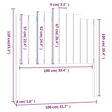 Stylish Grey Bed Headboard - Solid Pine Wood 106x4x110 cm