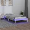 LED Bed Frame White 75x190 cm - Small Single Solid Wood