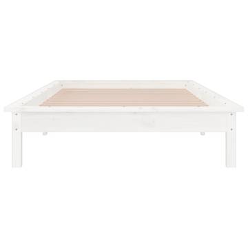 LED Bed Frame White 75x190 cm - Small Single Solid Wood