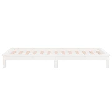 LED Bed Frame White 75x190 cm - Small Single Solid Wood