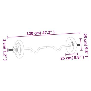 30 kg Barbell with Plates Set - Cast Iron & Chrome Steel