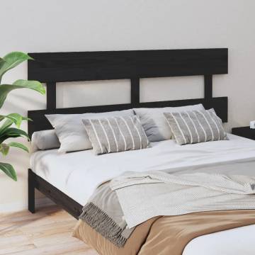 Stylish Black Bed Headboard 154x3x81 cm Solid Pine Wood