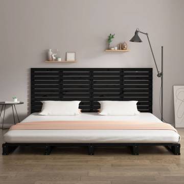 Elegant Black Wall Headboard - Solid Pine Wood 186x3x91.5 cm