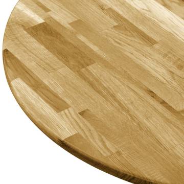 Solid Oak Wood Round Table Top - 600mm Diameter