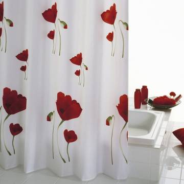 RIDDER Shower Curtain Mohn 180x200 cm | Floral Design