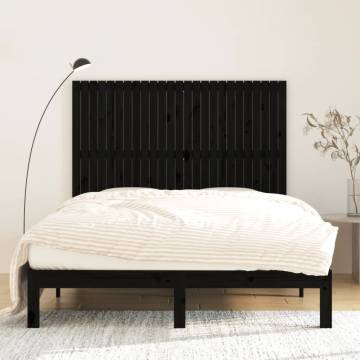 Wall Headboard Black | Solid Pine Wood 159.5x3x110 cm