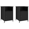 Elegant Black Bedside Cabinets - 2 pcs, Engineered Wood