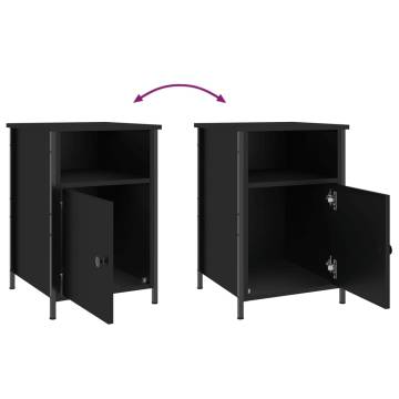 Elegant Black Bedside Cabinets - 2 pcs, Engineered Wood