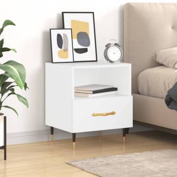 Stylish High Gloss White Bedside Cabinet | Hipomarket